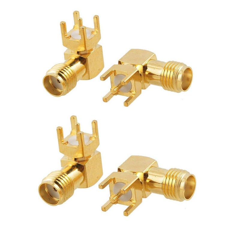 bnafes SMA Female Jack Right Angle Solder PCB Mount RF Connector Adapter 4pcs - Image 1